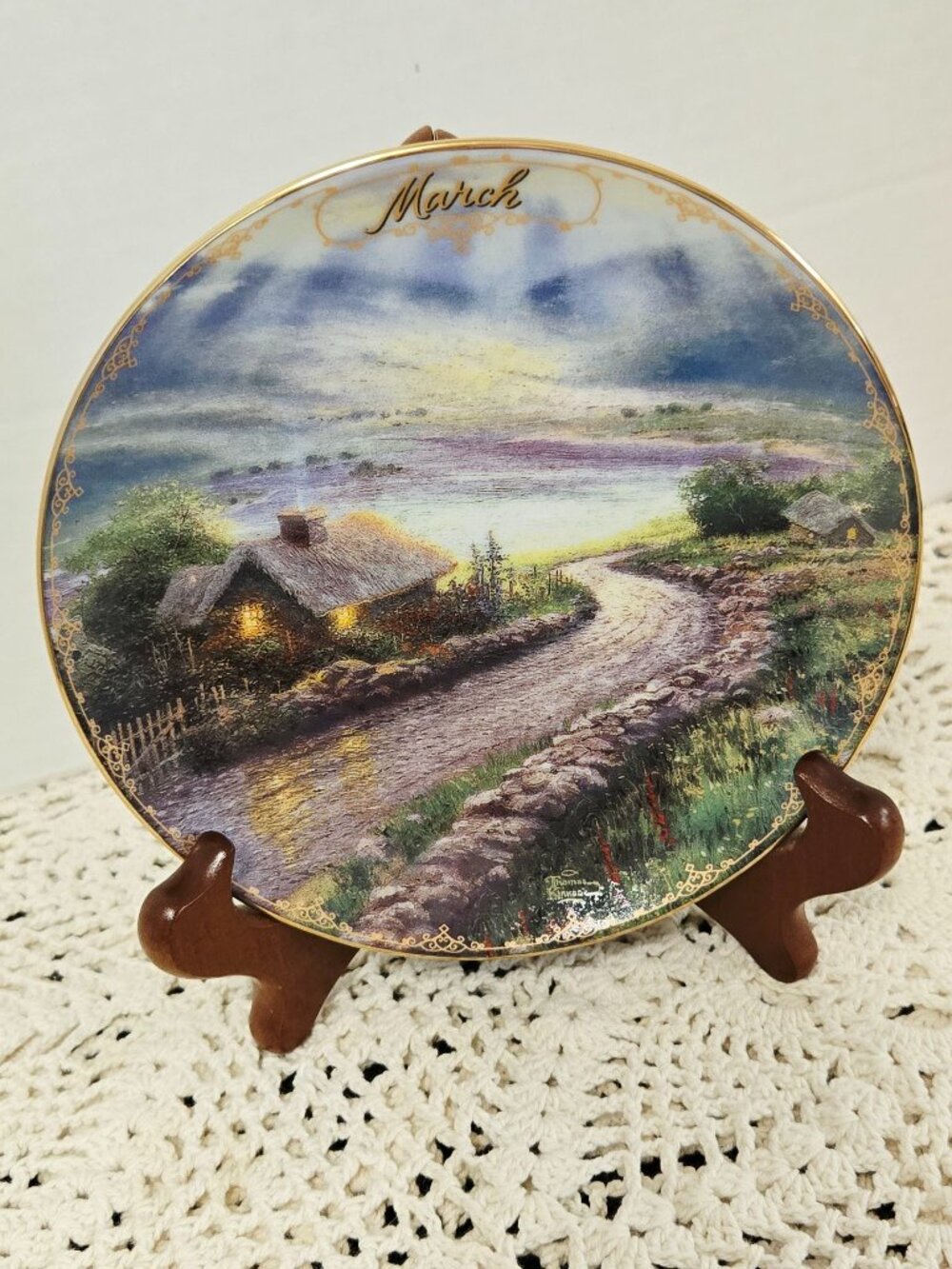 BRADFORD EXCHANGE THOMAS KINKADE SIMPLER TIMES "MARCH" PLATE 5 3/4" 1998 COA